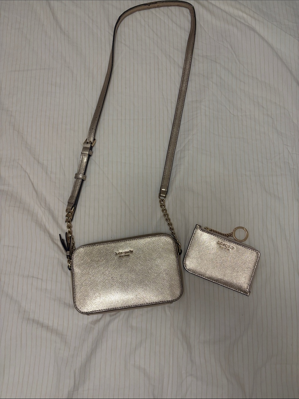 Kate Spade Metallic Crossbody Bag with Card Case - Gold